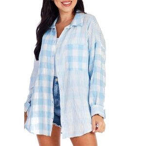Mudpie Jameson Button down in blue size M/L
